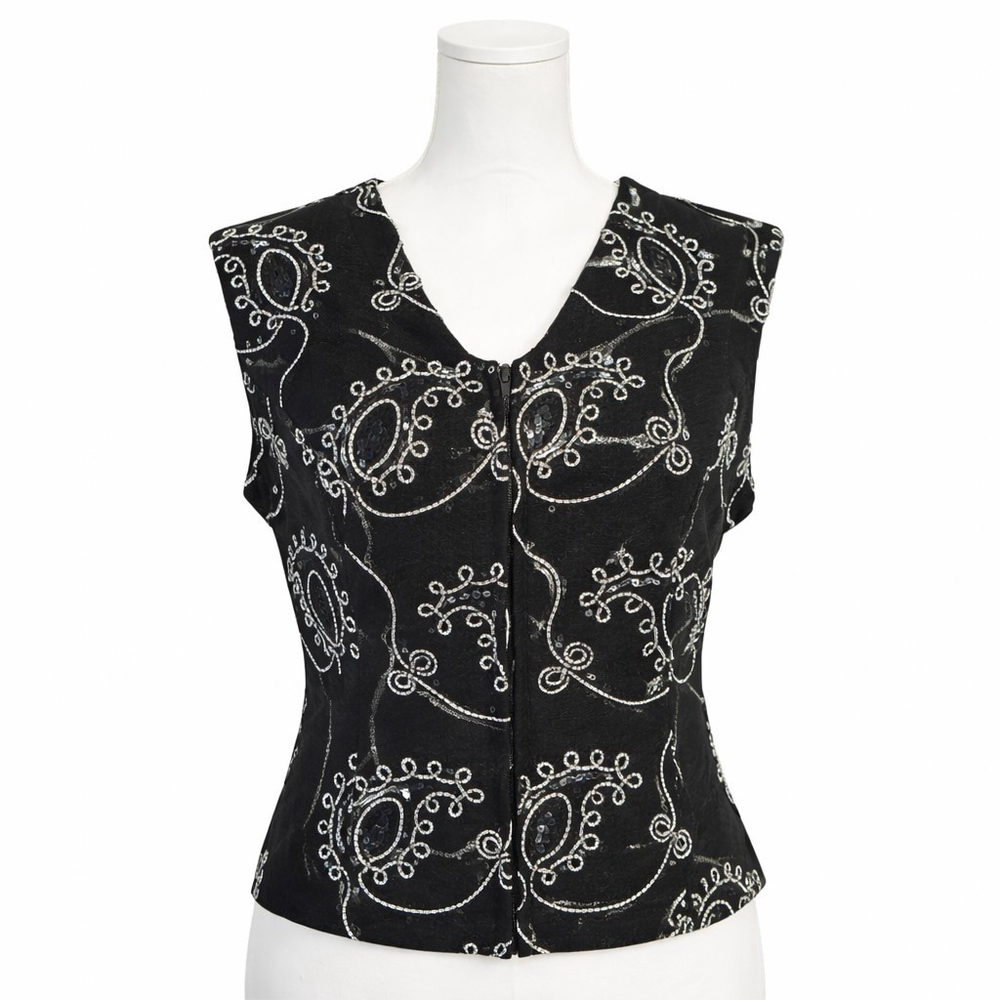 Hobby Horse XL Black Embroidered Western Vest Paisley Sequin Boho USA